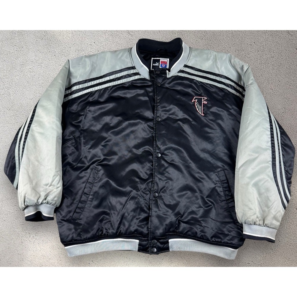 Vintage NFL Puma Atlanta Falcons Satin Bomber Jacket‎ Men's XXL Old Logo 90s